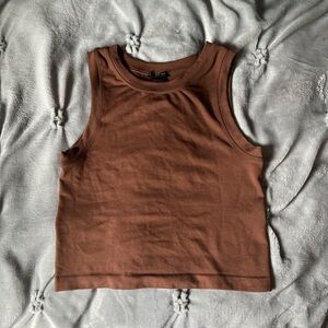 Brown Sleeveless Crop Top
